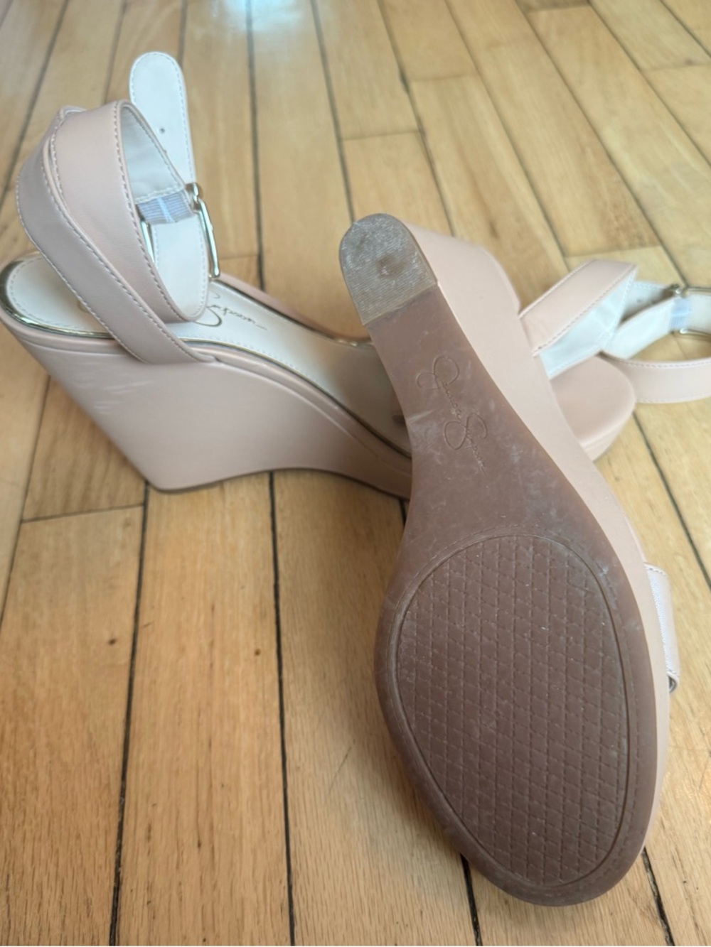 Jessica Simpson Women's Ankle-Strap Wedge Sandal in Nude - Picture 6 of 7